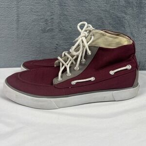 Polo Ralph Lauren Lander Chukka Canvas High Top Tennis Maroon Shoes Mens Sz 9.5D